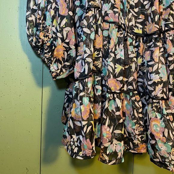 Free People Sheer Floral Babydoll Long Sleeve Dress - Picture 3 of 13